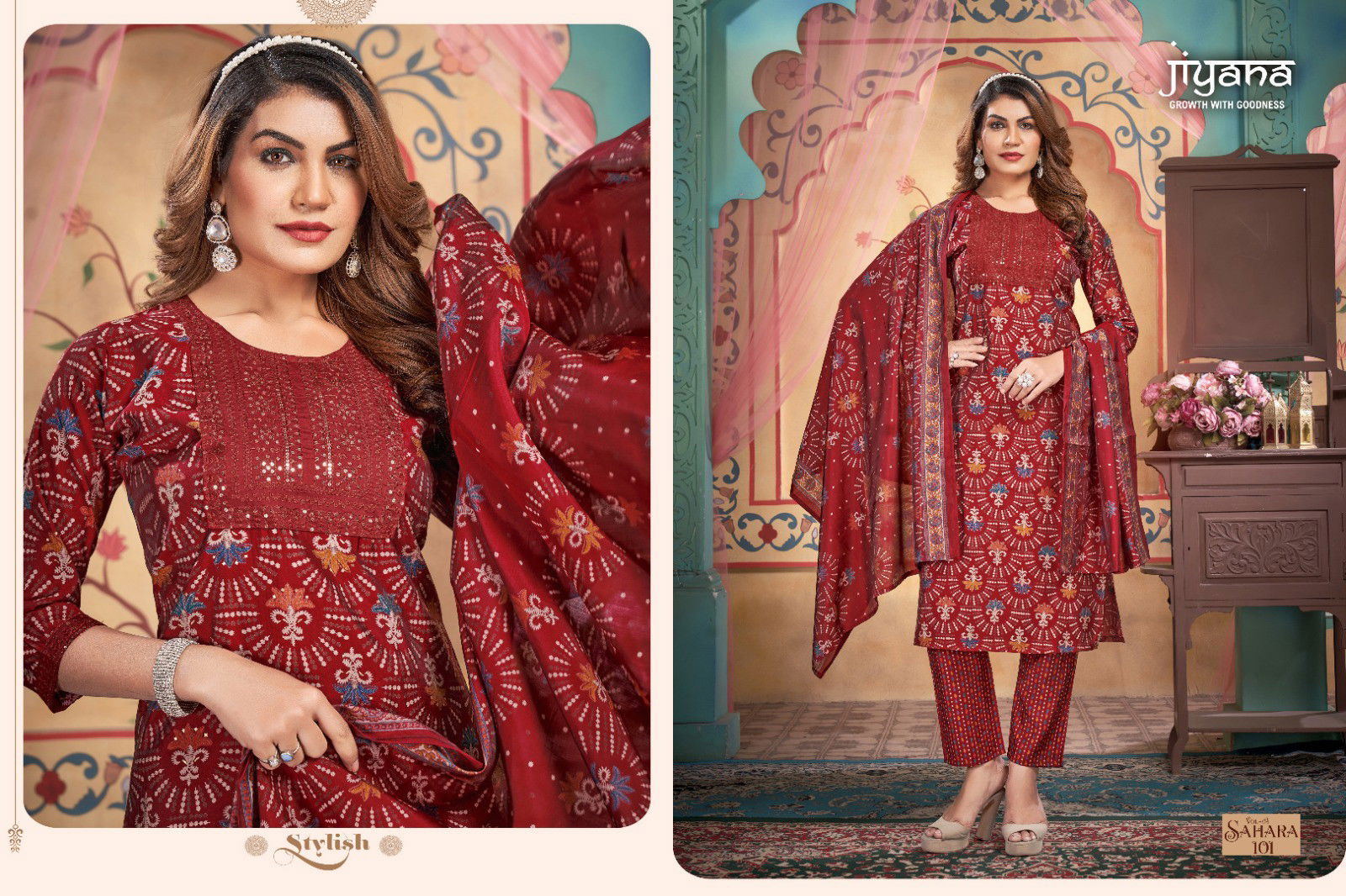 Jiyana Sahara Vol 4 Shimmer Printed Kurti Bottom With Dupatta